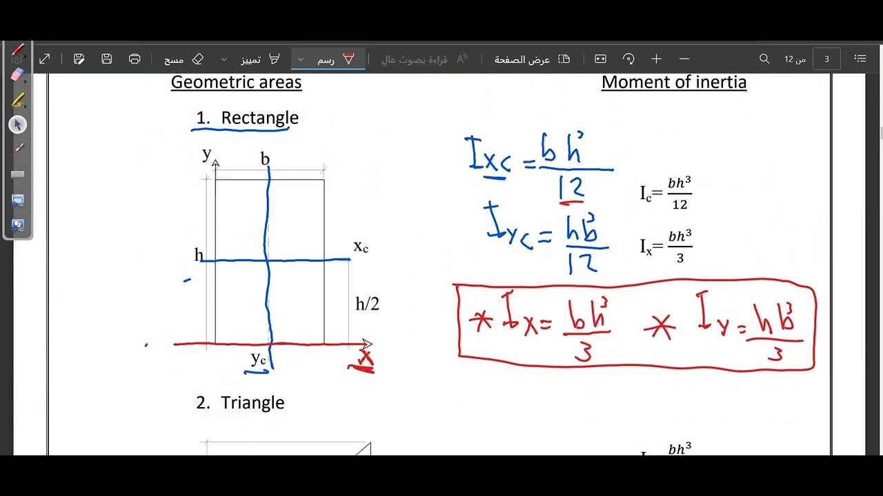 شرح اساسيات عزم القصور اذاتي moment of inertia
