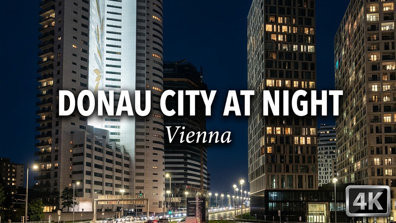 Donau City at Night, Vienna, Austria 4K