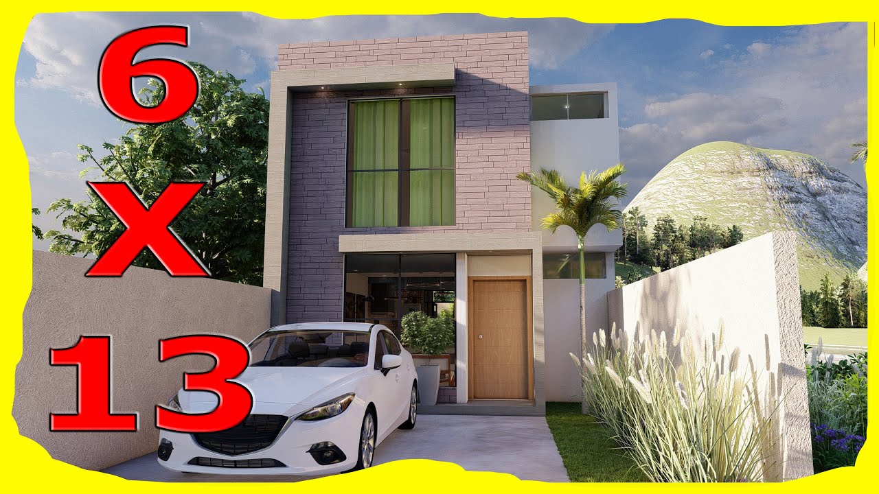 Casa de 6x13 Metros con 4 RECAMARAS (Fachadas de Casas Modernas)