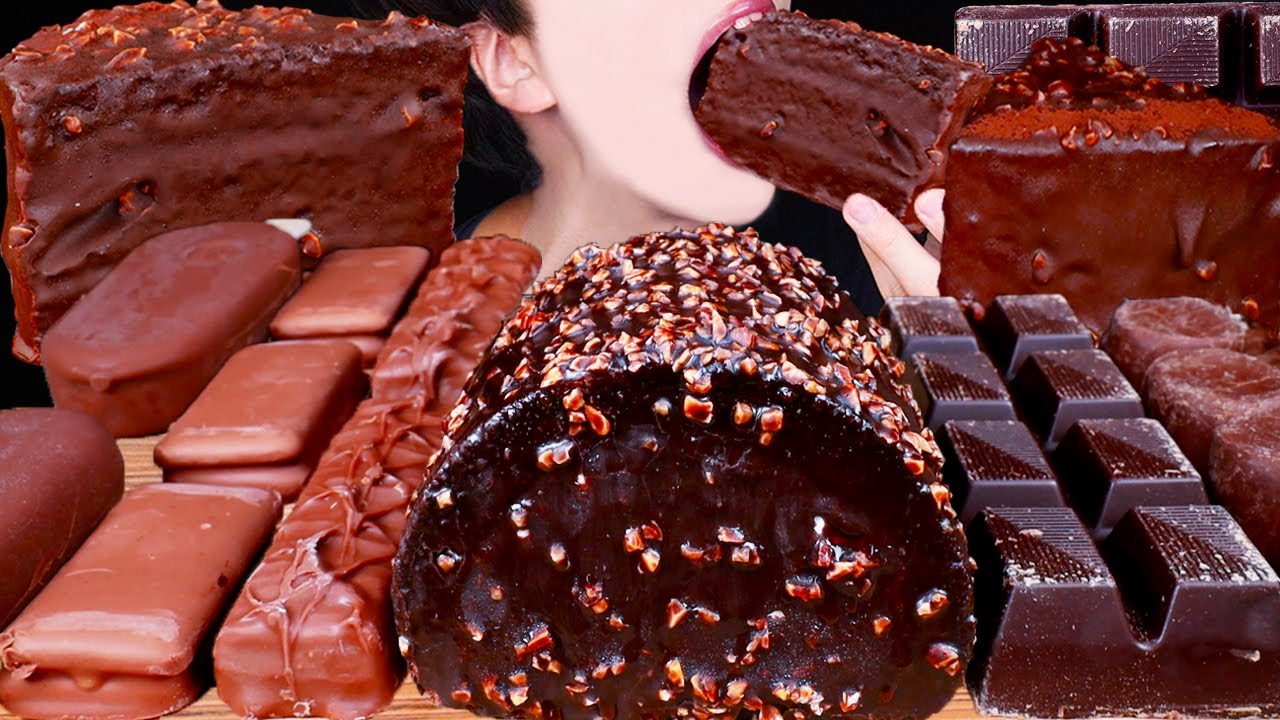 ASMR MAGNUM CHOCOLATE ICE CREAM CAKE NUTELLA TWIX M&M'S LOTUS DESSERT MUKBANG초콜릿 디저트 먹방EATING SOUNDS