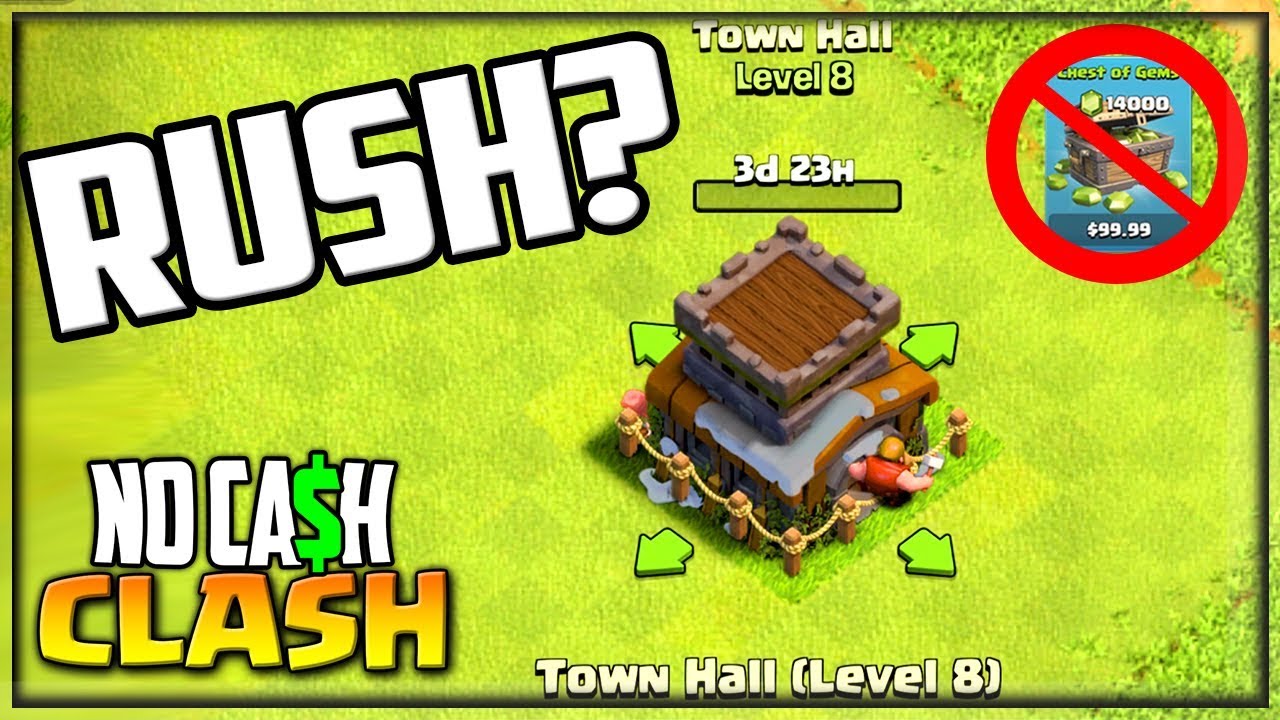 RUSH To Town Hall 9? No Cash Clash of Clans Episode 38