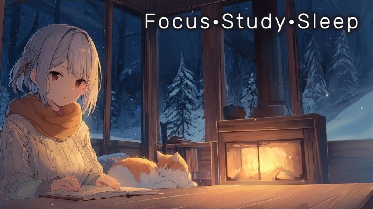 Deep Focus Music for Study (3 Hours) | Cozy Winter Cabin Reading by the Fireplace