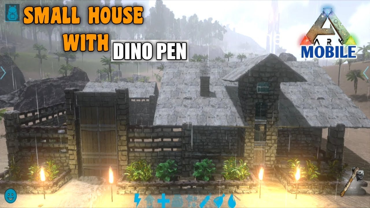Ark Mobile Small House With Dino Pen (Part 3) | Ark Mobile Stone House/base Build