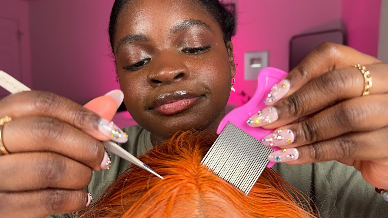 ASMR Lice Check 🔎 (plucking, scalp scratching, & lice comb)
