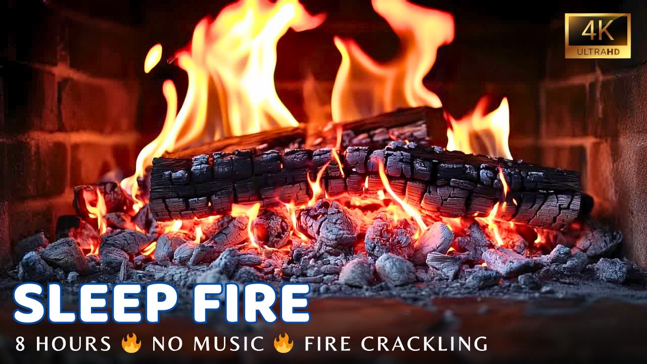 8 Часов Глубокого Сна у Камина: Звуки Треска Дров | 4K