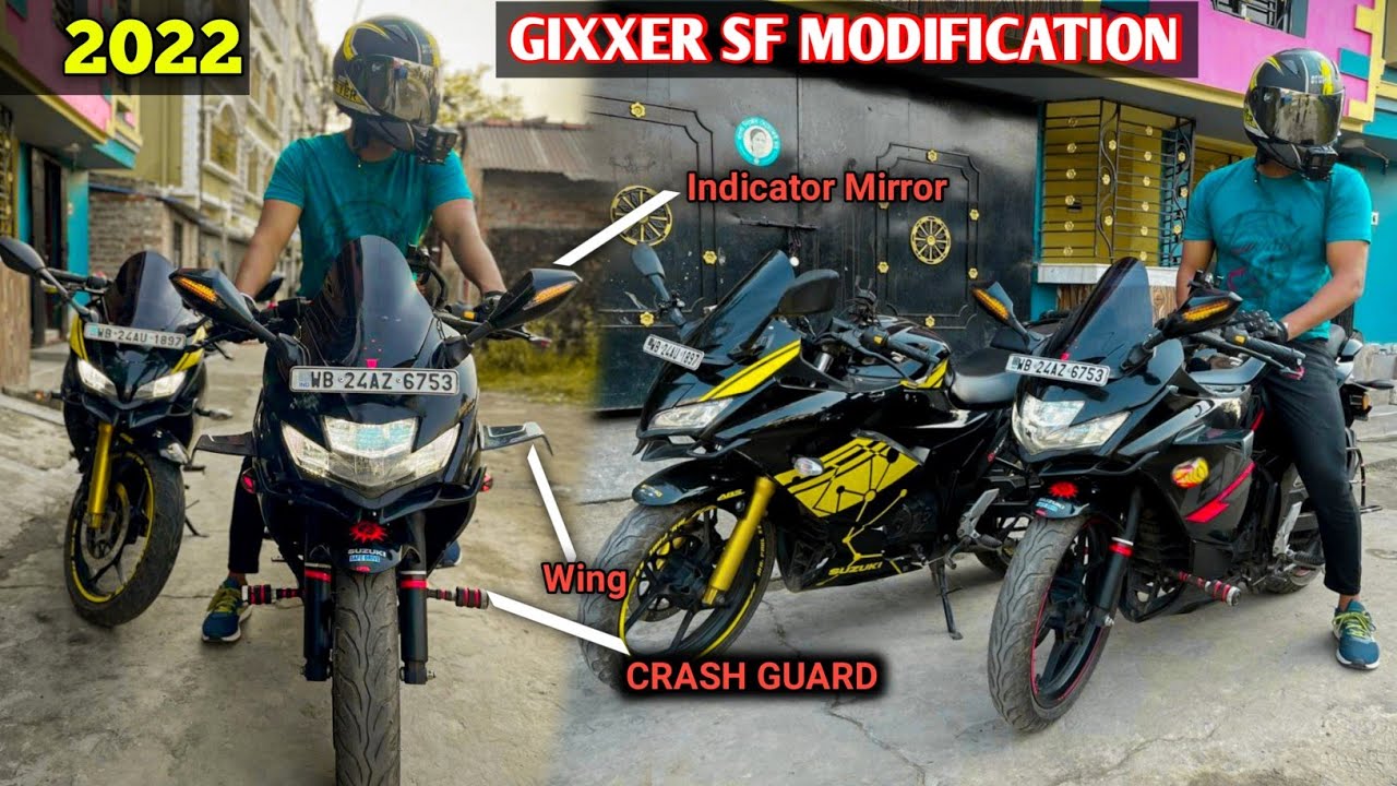 Gixxer SF BS6 Modification 2022 Update | CRASH GUARD | Db visor , mirror Indicators |