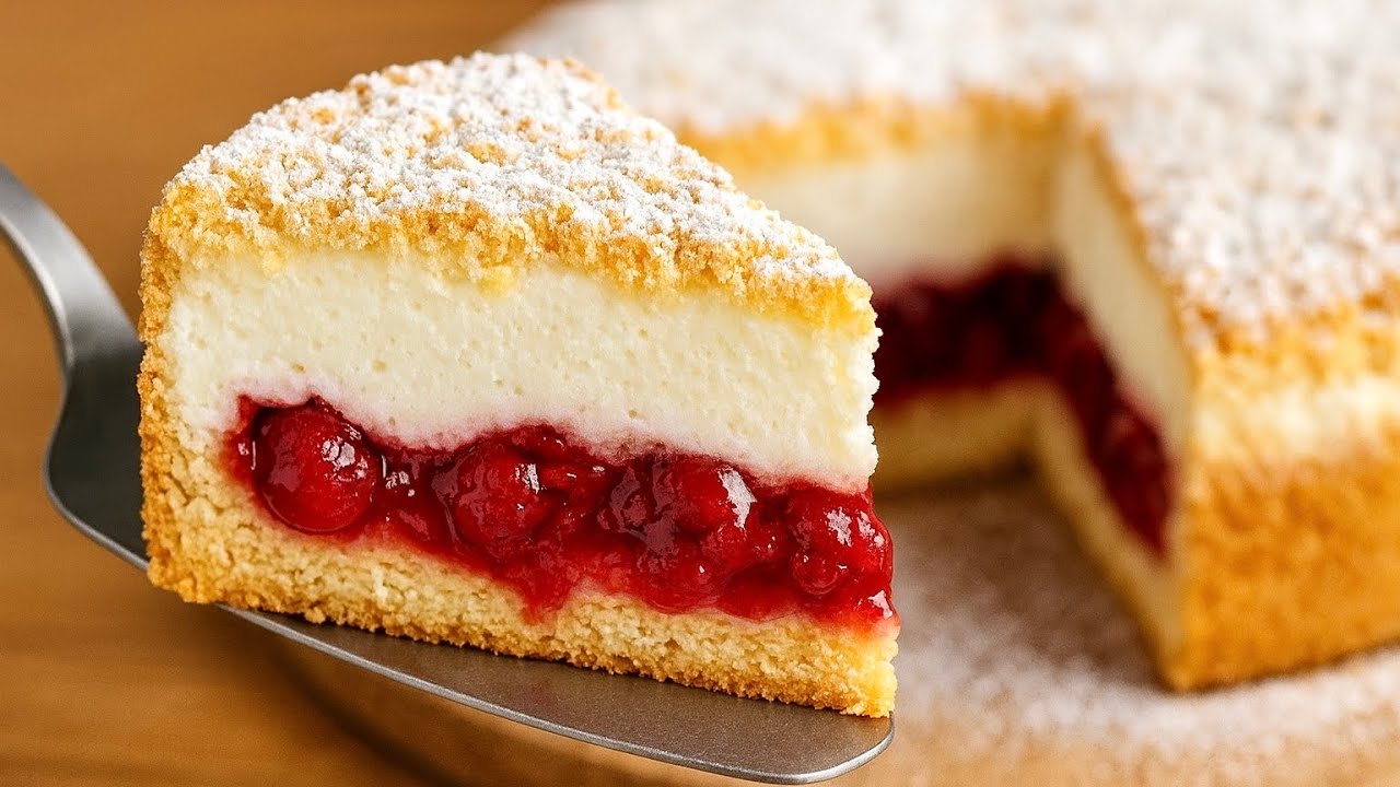 🍒Тающий во рту вишнёвый торт со сливочным суфле! Просто и вкусно!