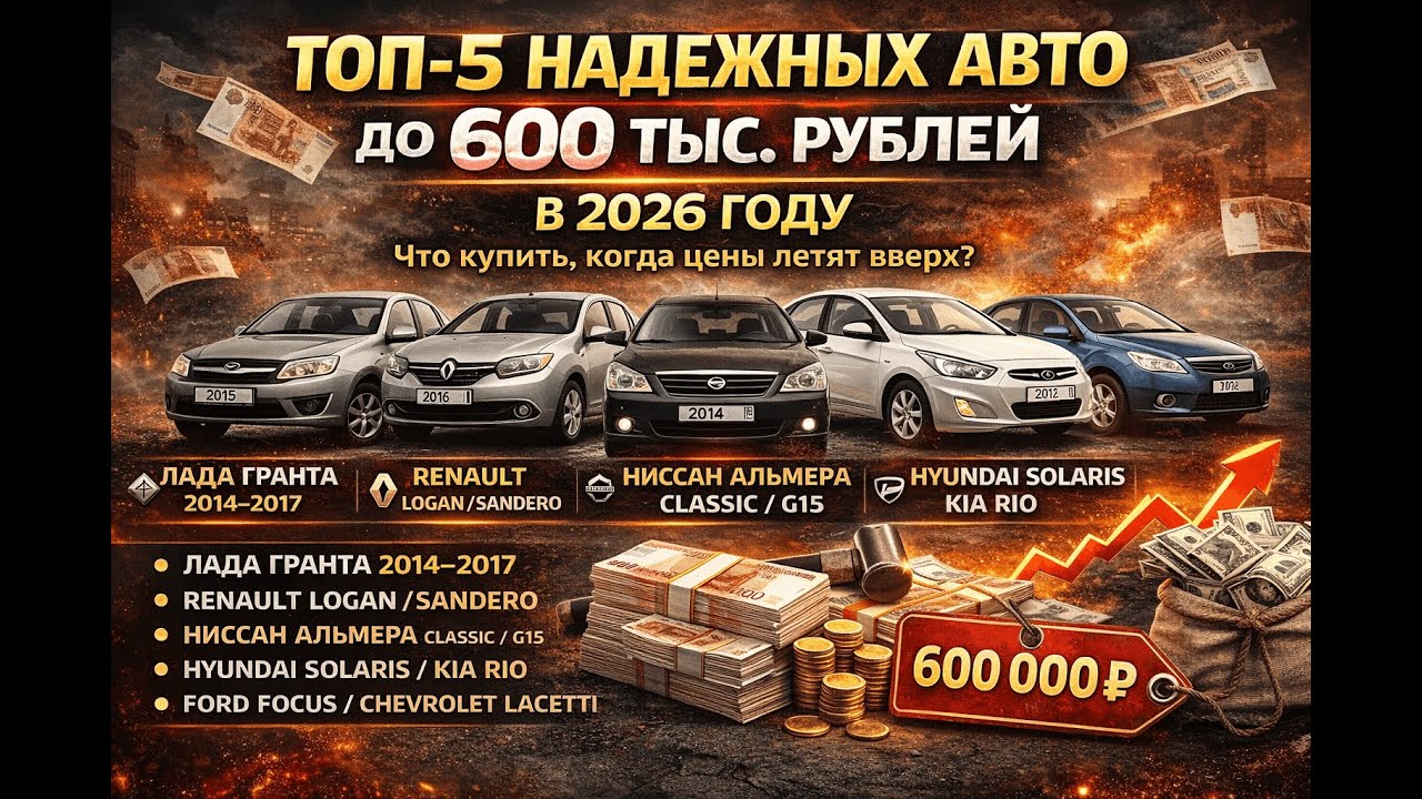 ТОП-5 НАДЕЖНЫХ АВТО до 600 ТЫСЯЧ РУБЛЕЙ в 2026 ГОДУ: Что купить, когда цены летят вверх?