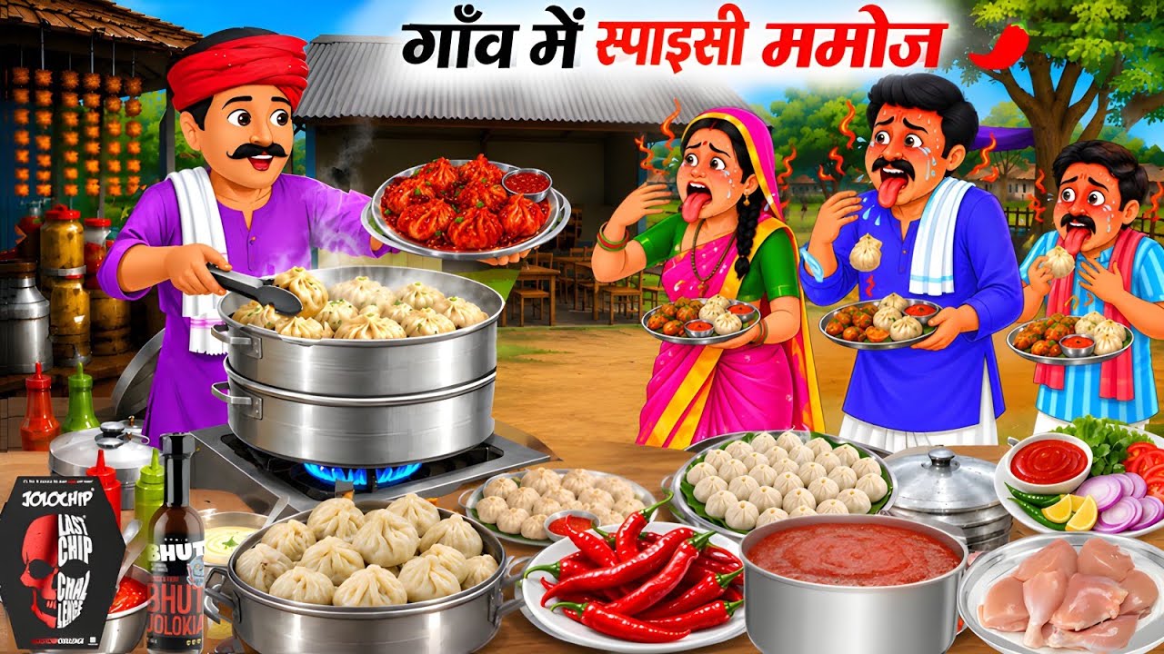 गांव में मोमोस वाला | Gaon Me  Momos Wala | hindi Kahani | Cartoon Stories