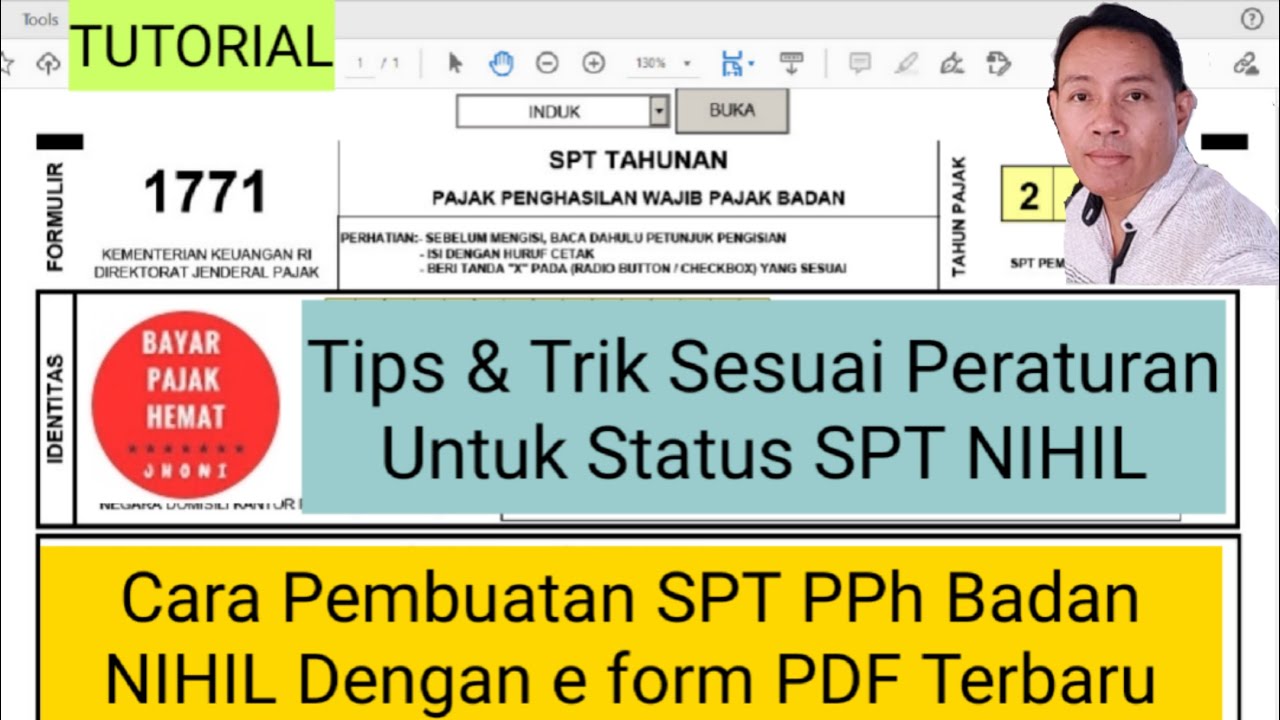 Cara Pembuatan SPT PPh Badan 1771 NIHIL Dengan e form PDF Terbaru