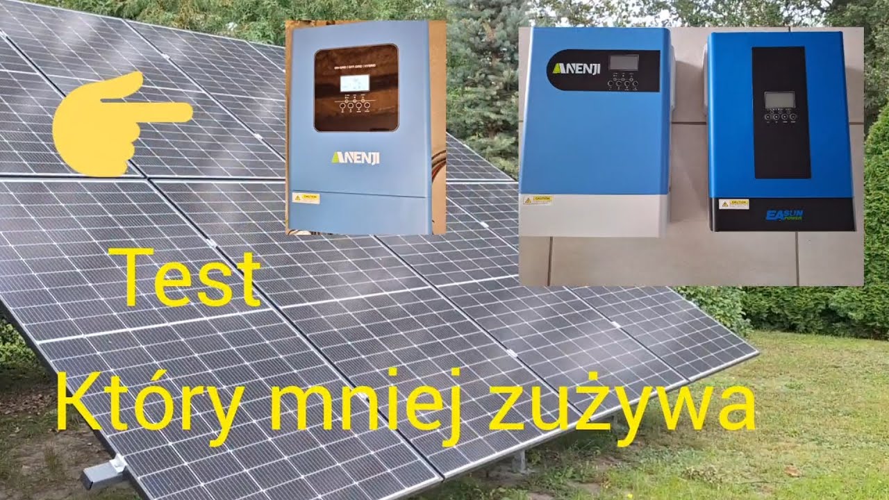 Test poboru energii na potrzeby własne falowników Easun smg3,  ANJ-6200W-48PL, Anj hhp2