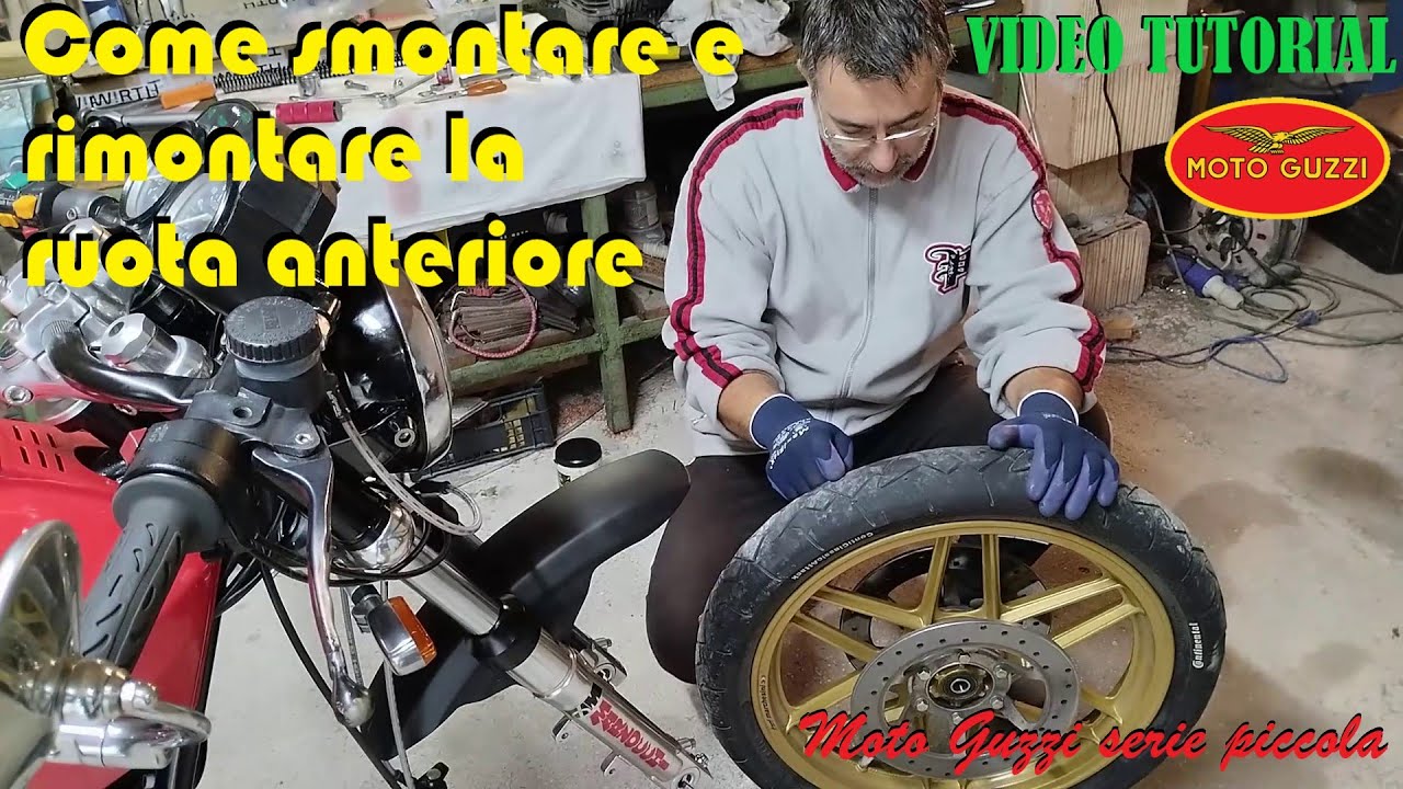 TUTORIAL smontaggio e montaggio ruota anteriore Moto Guzzi V35 V50 V65 V75