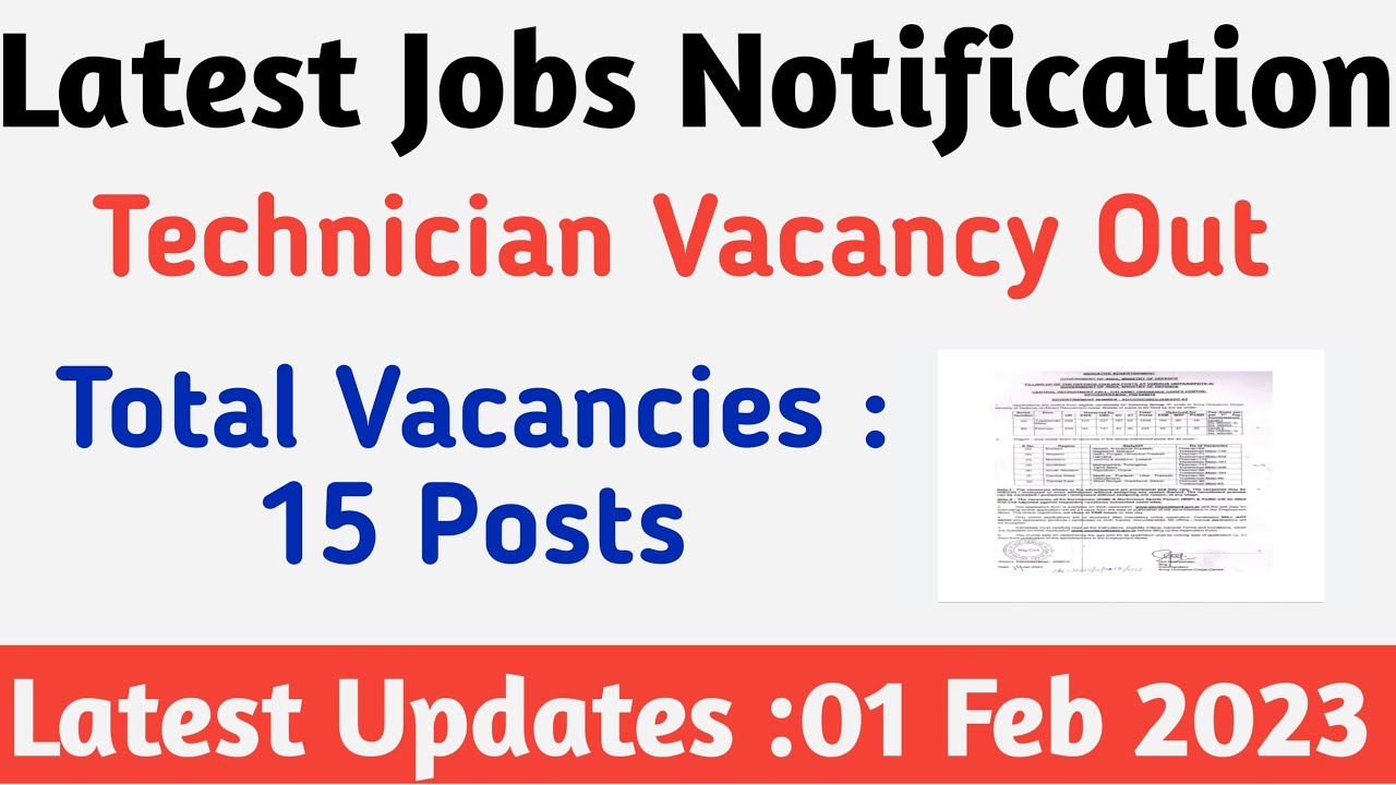 Latest Jobs Notification Out || Technician Vacancies Out || 2 Feb 2023