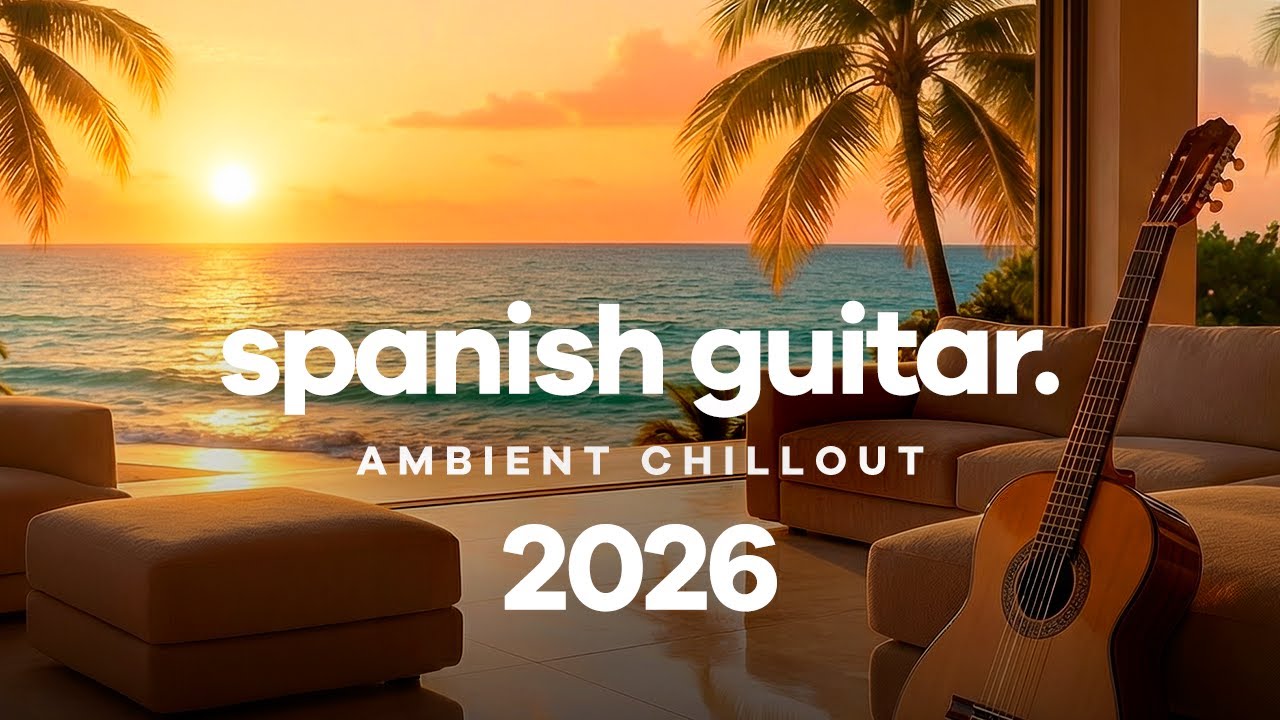 Lofi Spanish Guitar Melodies Relax Lounge | Beautiful Sunset Terrace Background