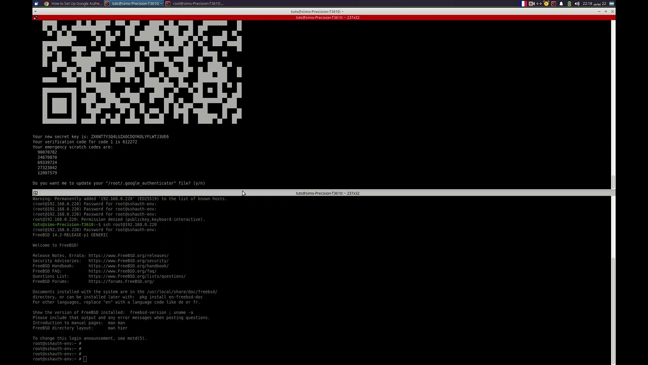 Google authenticator for freebsd-jail شرح حول الرفع من حماية والولوج لخادم