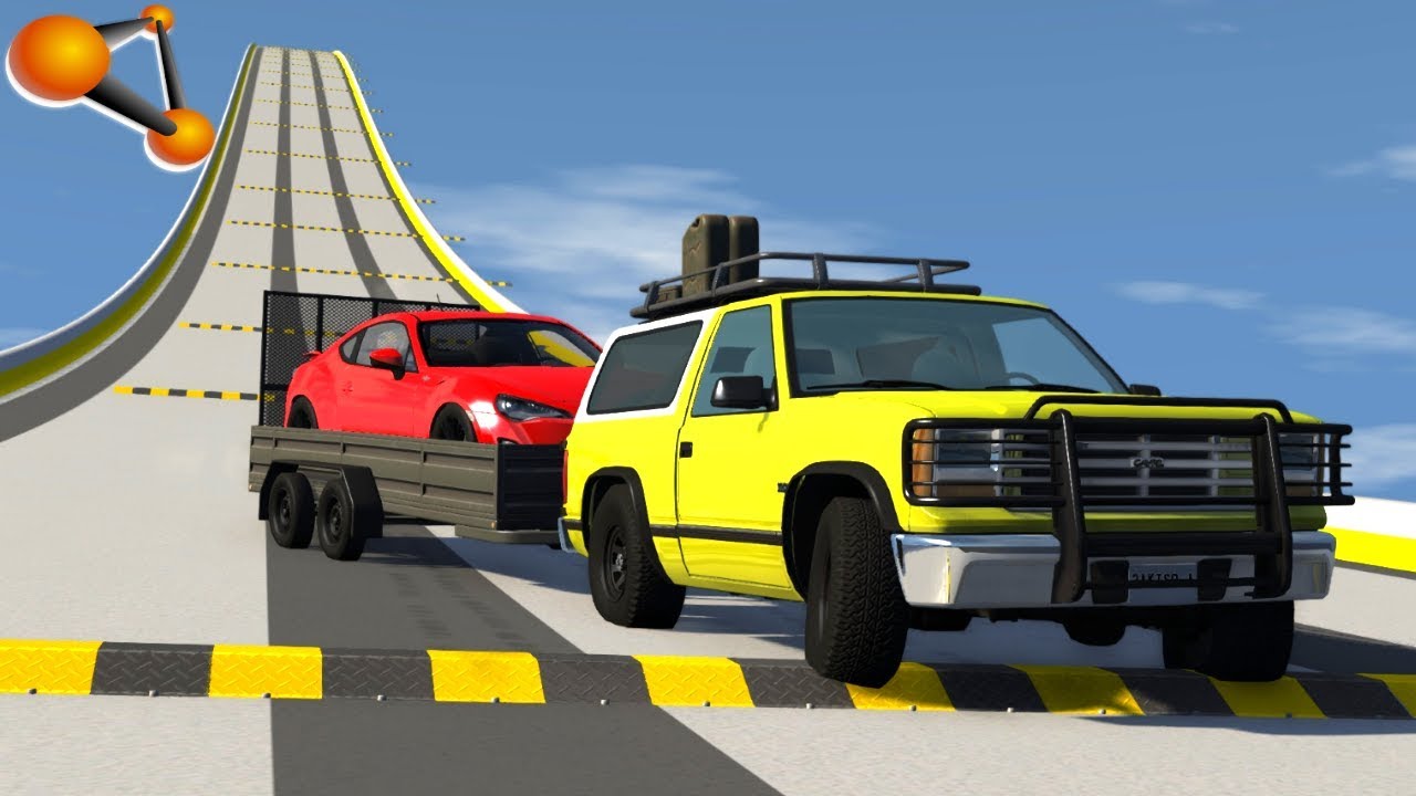 BeamNG.drive - Descent at High Speed through Speed Bumps