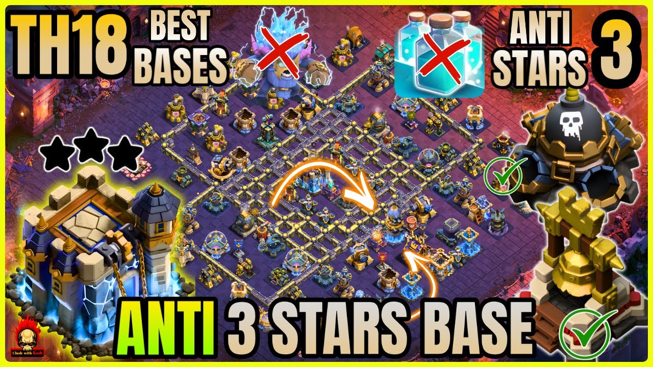 NEW ANTI 3 STAR TOP 10 TOWNHALL 18 BASE ! TH18 LEGEND BASES WITH LINK ! ANTI 2 STAR TH18 WAR BASE