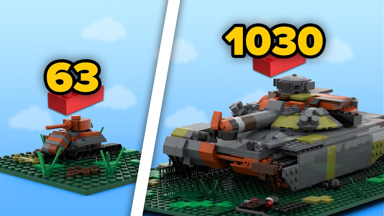 Повреждённые танки LEGO в разных масштабах | Сравнение