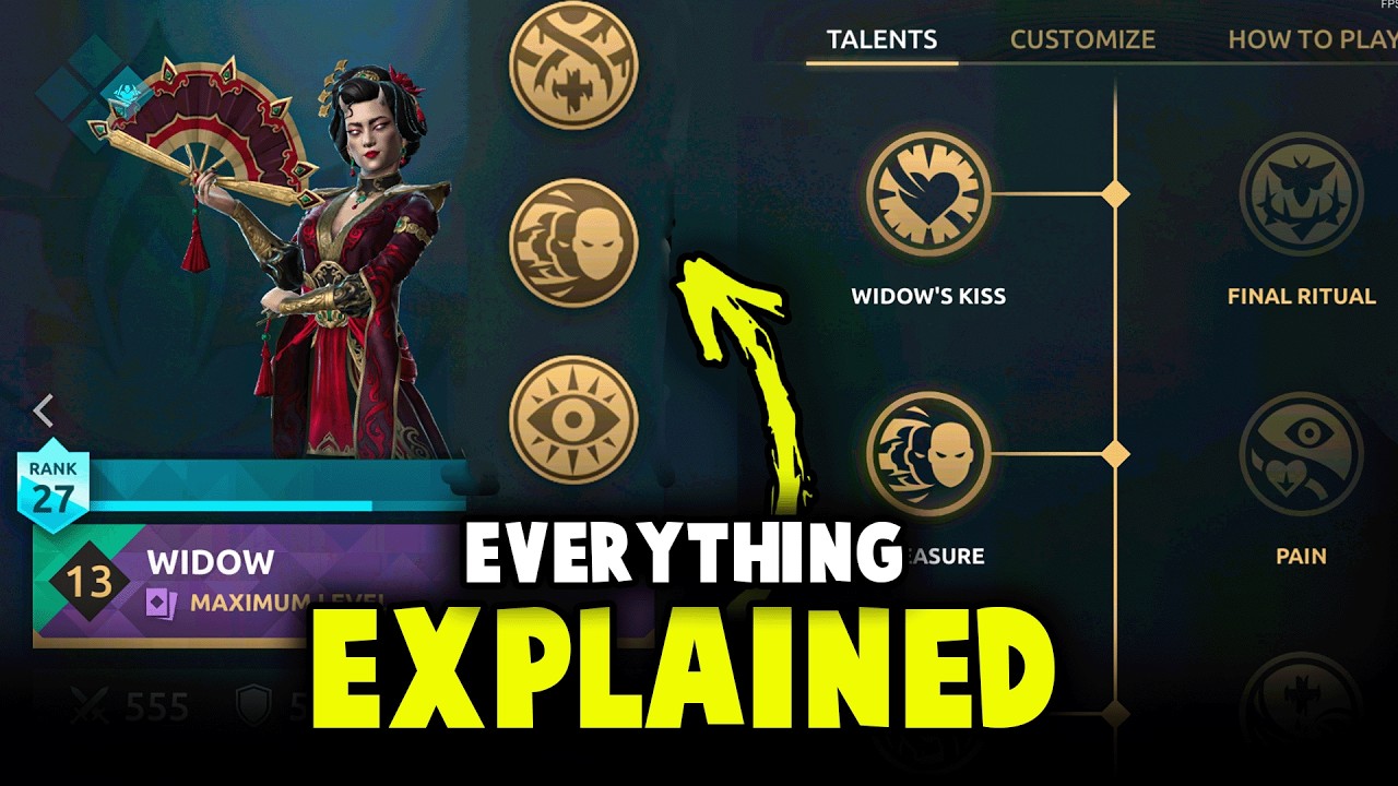 Widow all Unique abilities, Talents, move set & talents explained - shadow fight arena 4 Widow tips