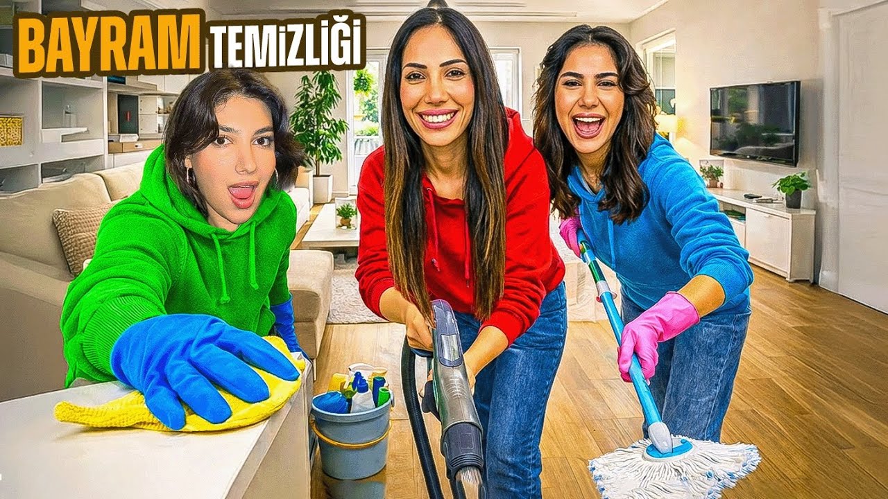 BAYRAM TEMİZLİĞİ YAPTIK !! TEMİZLİK VLOG | Tuğba | Özlem | Yağmur 