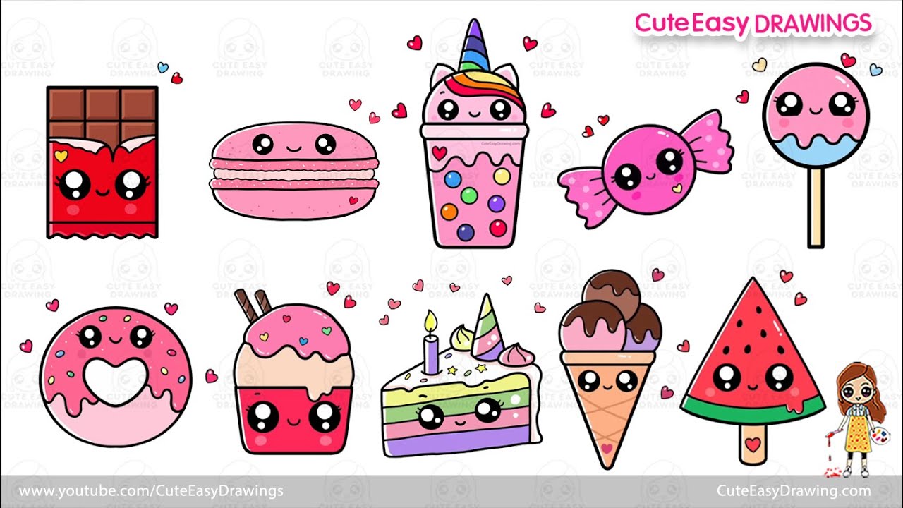 10 Cute Easy Sweet Treats Drawing Video Collection | 80 Minutes Long Sunday Special for kids!