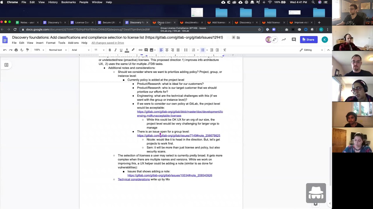 Secure UX review: license compliance policy discovery