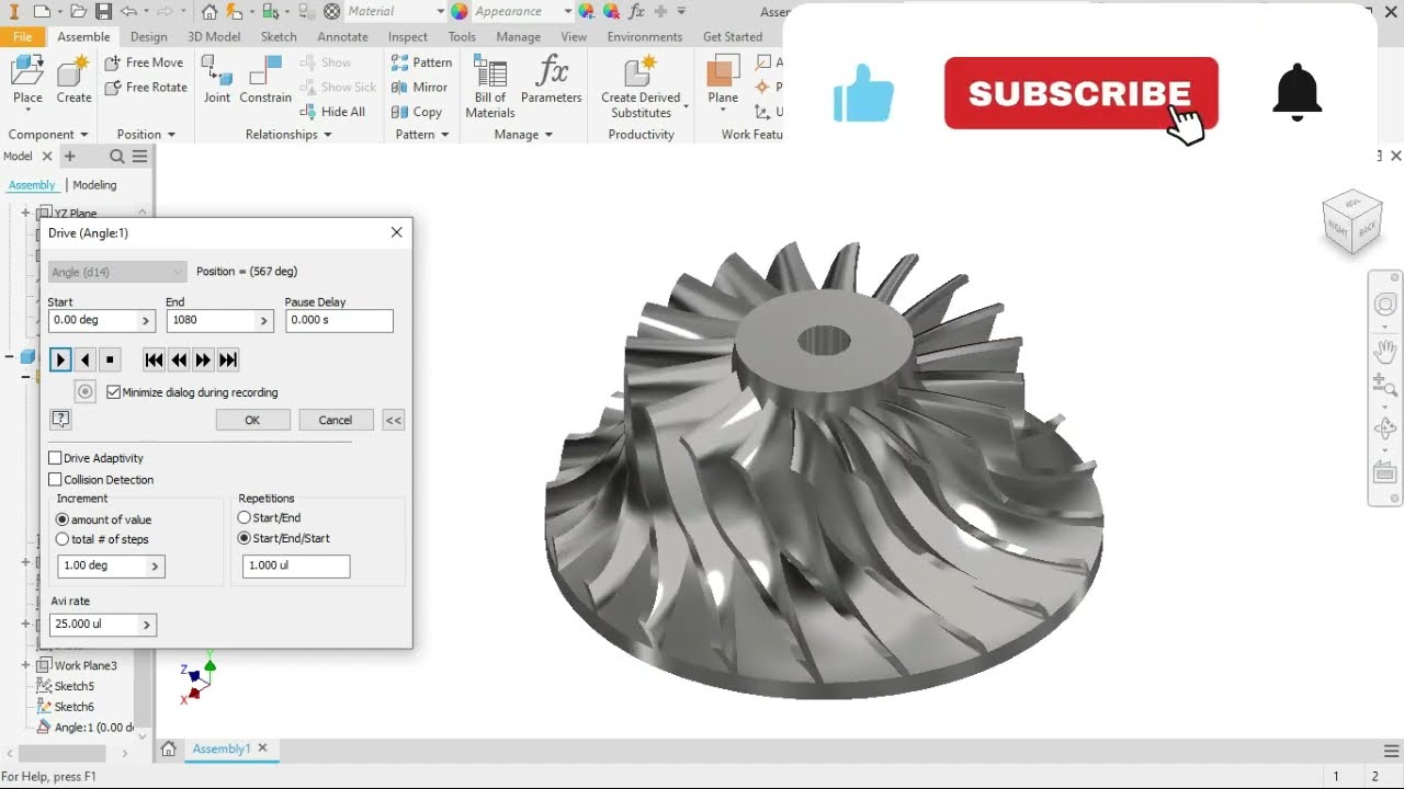 Impeller Spin Animation in Autodesk Inventor | Assembly Constraints