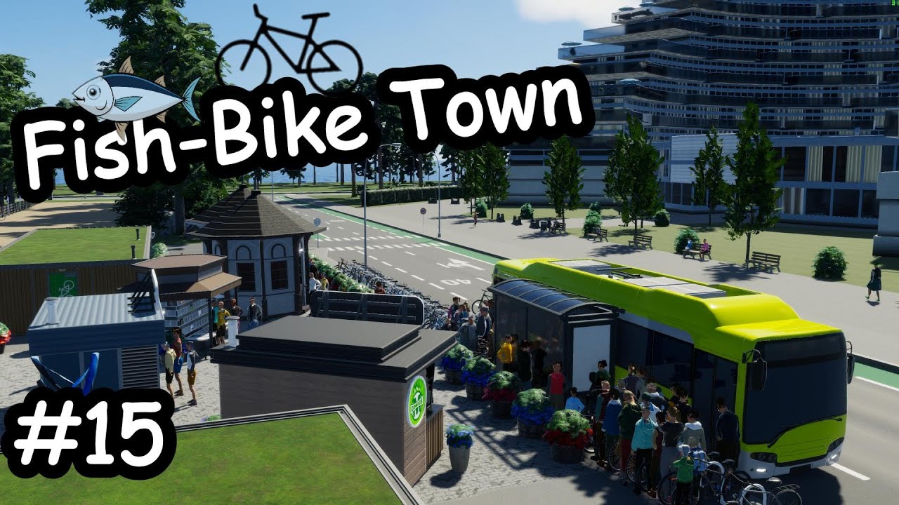 Making a Bus Line & Decorate - Cities Skylines 2 Fish-Bike-Town #15