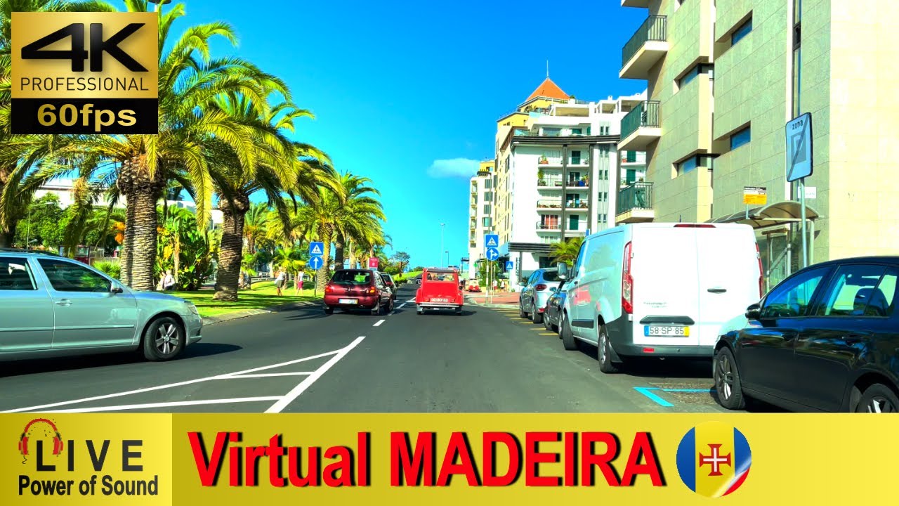 MADEIRA - Funchal - Car ride 💢4K 60fps 🌈HDR 🎧Live Sounds #virtualmadeira