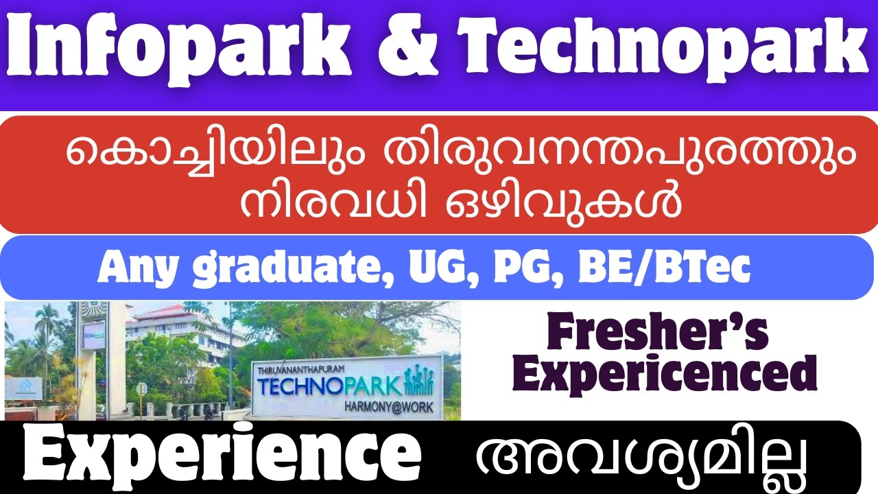 Infopark & Technopark Latest Jobs | Freshers Jobs | IT, B.com, M.com, MBA Etc
