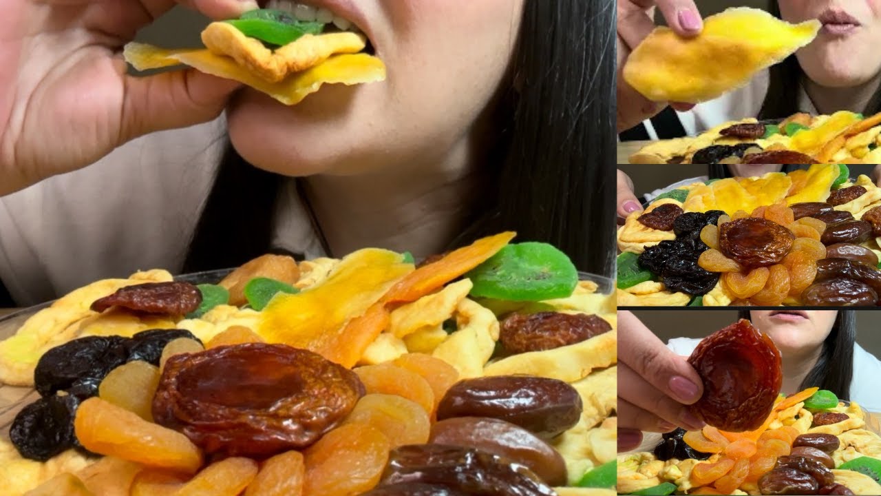ASMR TRYING HEALTHY GOURMET DRIED FRUITS 7 DIFFERENT KINDS (EATING SOUNDS) NO TALKING l DE LETS  EAT