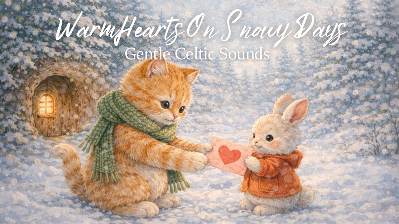 💗 A Cozy Valentine’s Cat Story ❄️ | Gentle Illustrated Tale & Relaxing Folk Music 