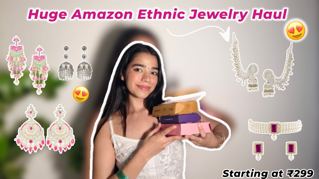 Huge Amazon Ethnic Jewellery Haul 😍 Necklace sets, earrings & more 🥰😍 #amazonfinds 