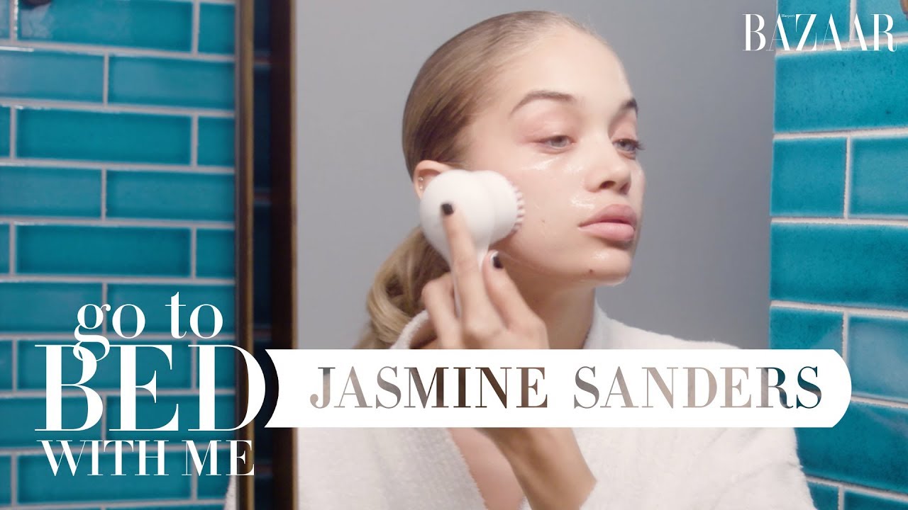 Golden Barbie Jasmine Sanders' Nighttime Skincare Routine | Go To Bed With Me | Harper's BAZAAR