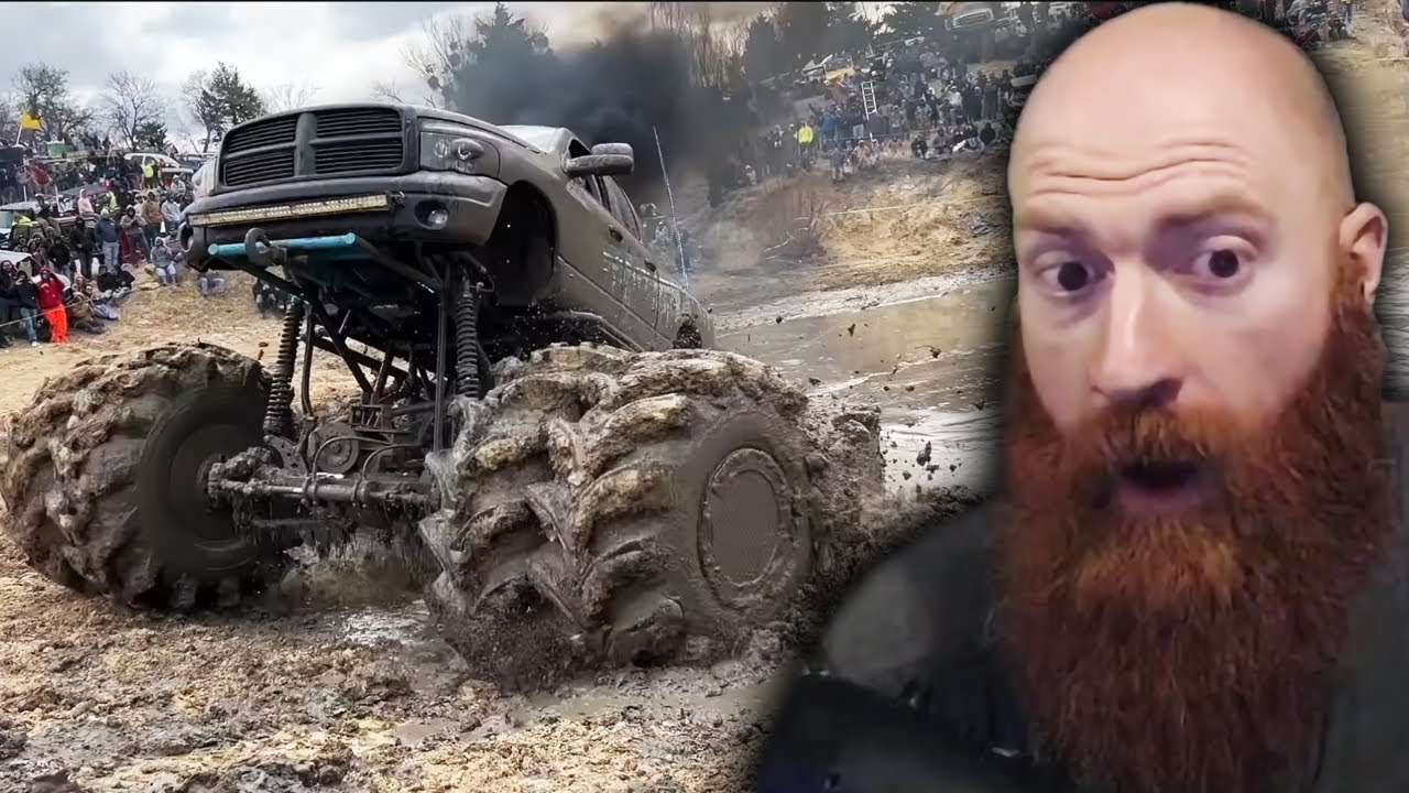 Xeno Reacts to Mega Trucks Attempt Impossible Mud Pit