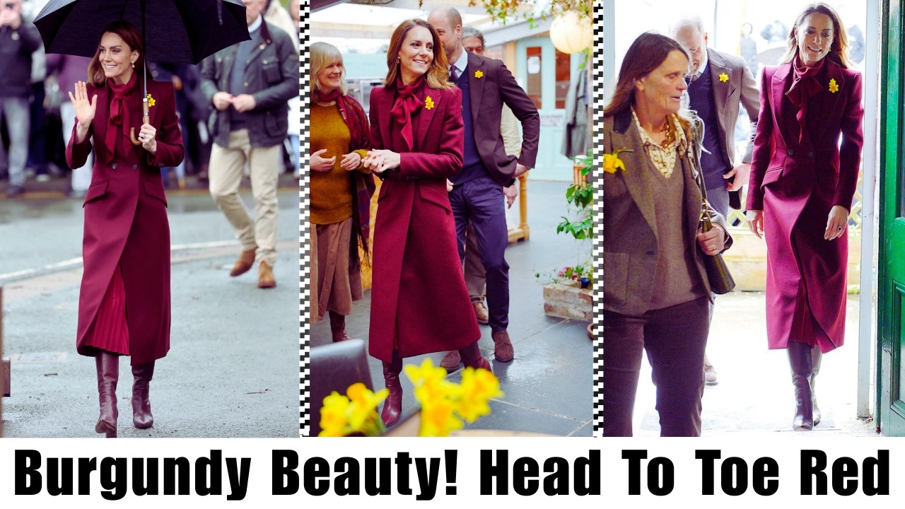Princess Catherine Looks Gorgeous In Elegant Maroon During St David’s Day Visit With William