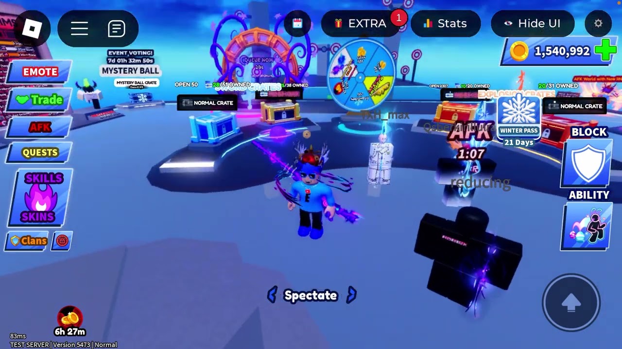 Playing blade ball test server