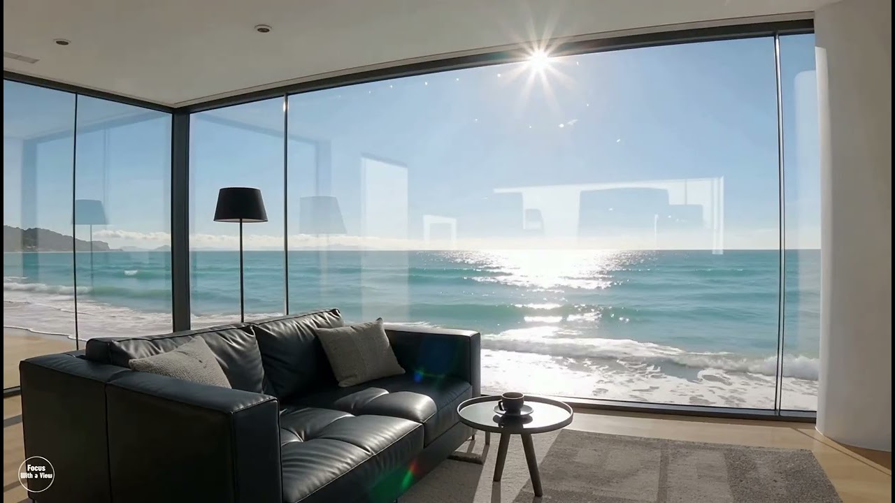 Relaxing lounge with a beach view | Work Ambience