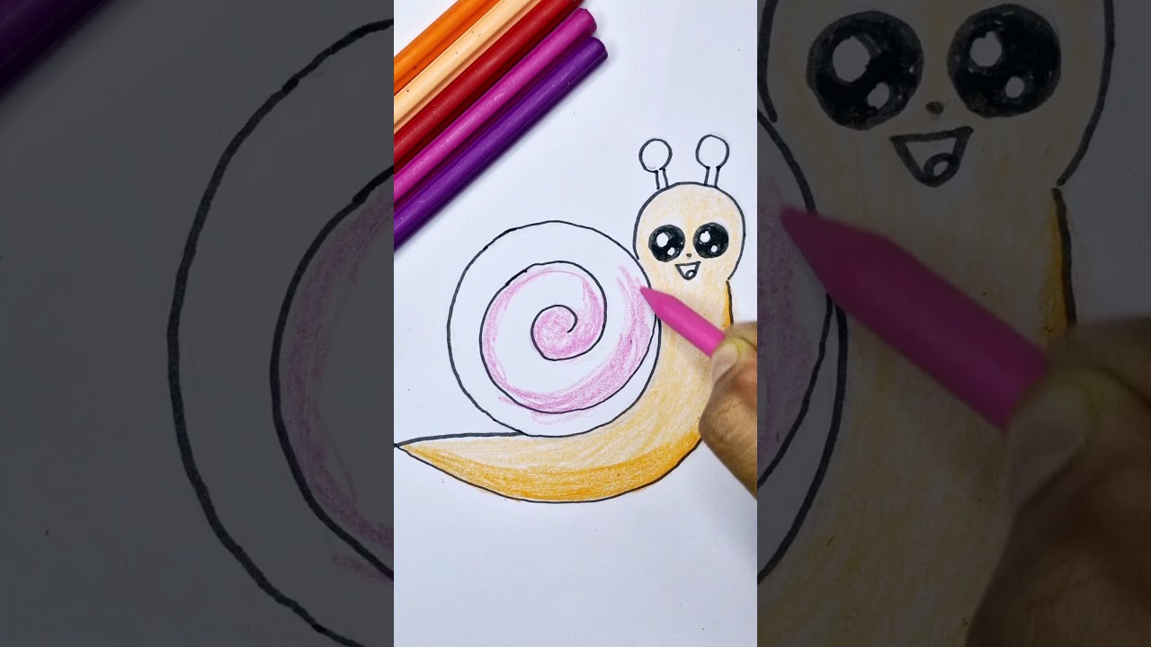 "How to draw cute snail 🐌" 