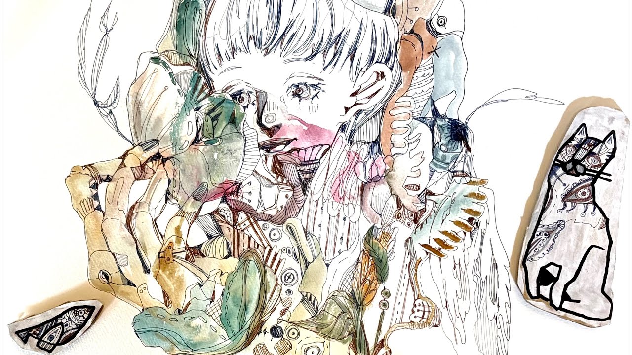 ［水彩＆ペン画］春風の魔法使い描いてみた［一発描き］