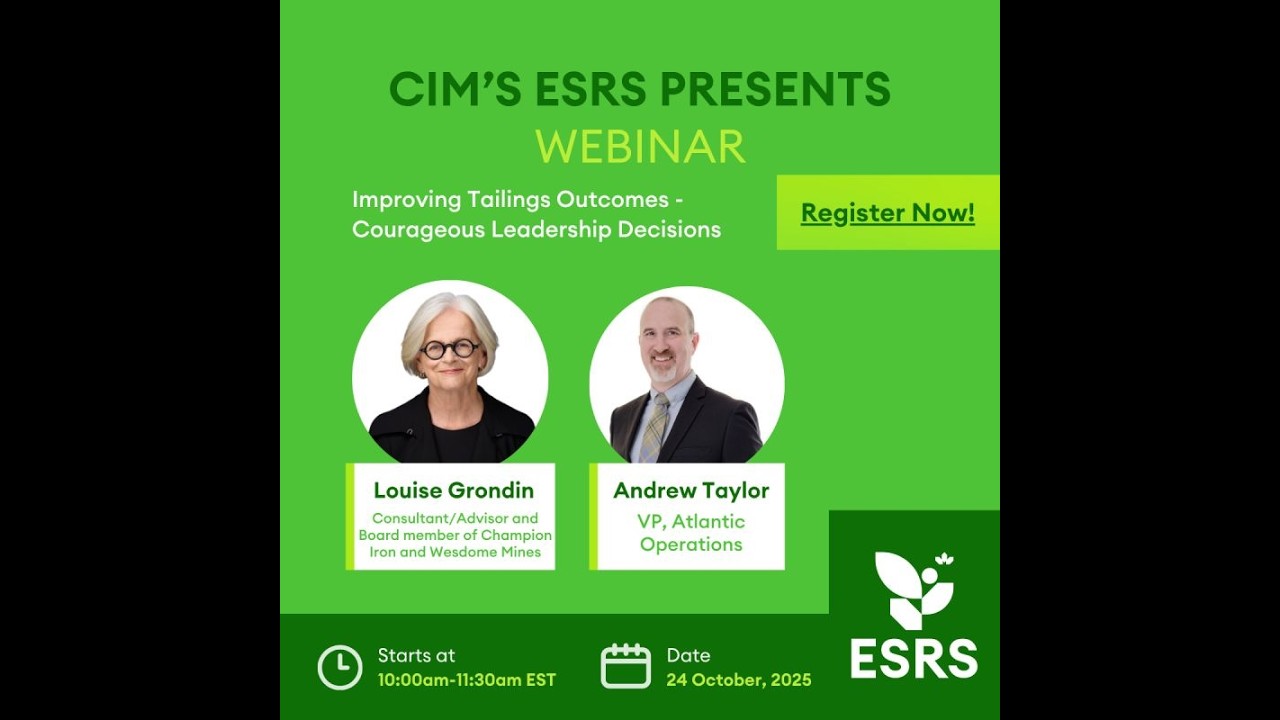 ESRS Webinar: Improving Tailings Outcomes Courageous Leadership Decisions