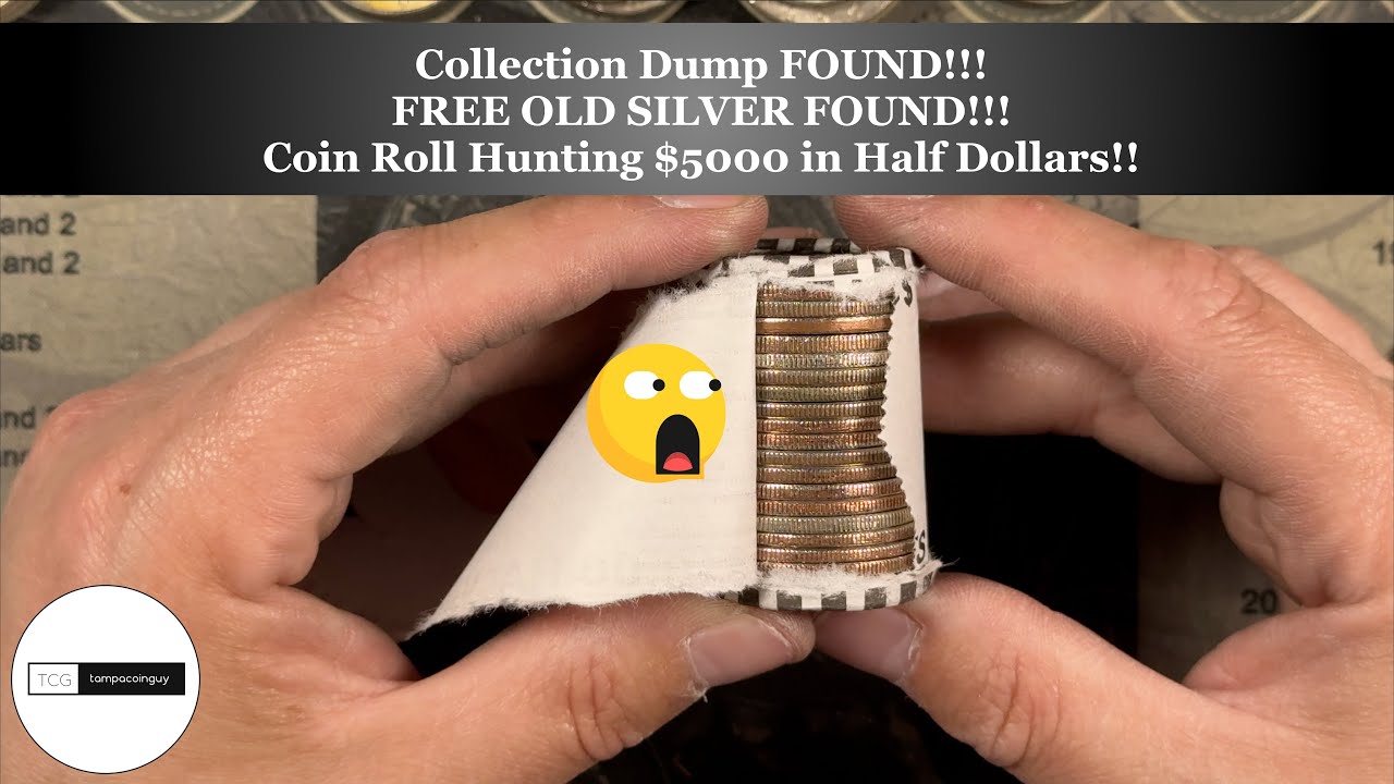 Collection Dump FOUND!!! FREE OLD SILVER FOUND!!! Coin Roll Hunting $5000 in Half Dollars!!!