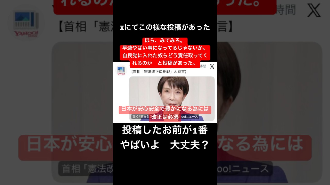 一般投稿者による　高市総理　憲法改正についての発言　投稿者取り乱す#shorts