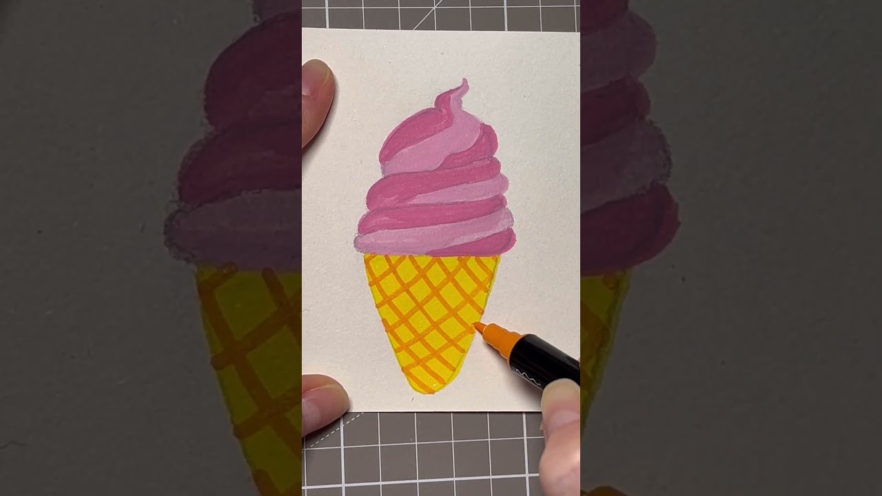 Soft Eis🍦 malen  -ASMR mit Acrylmarkern  #ausmalen #asmrart #doodleart #coloring #popartstyle