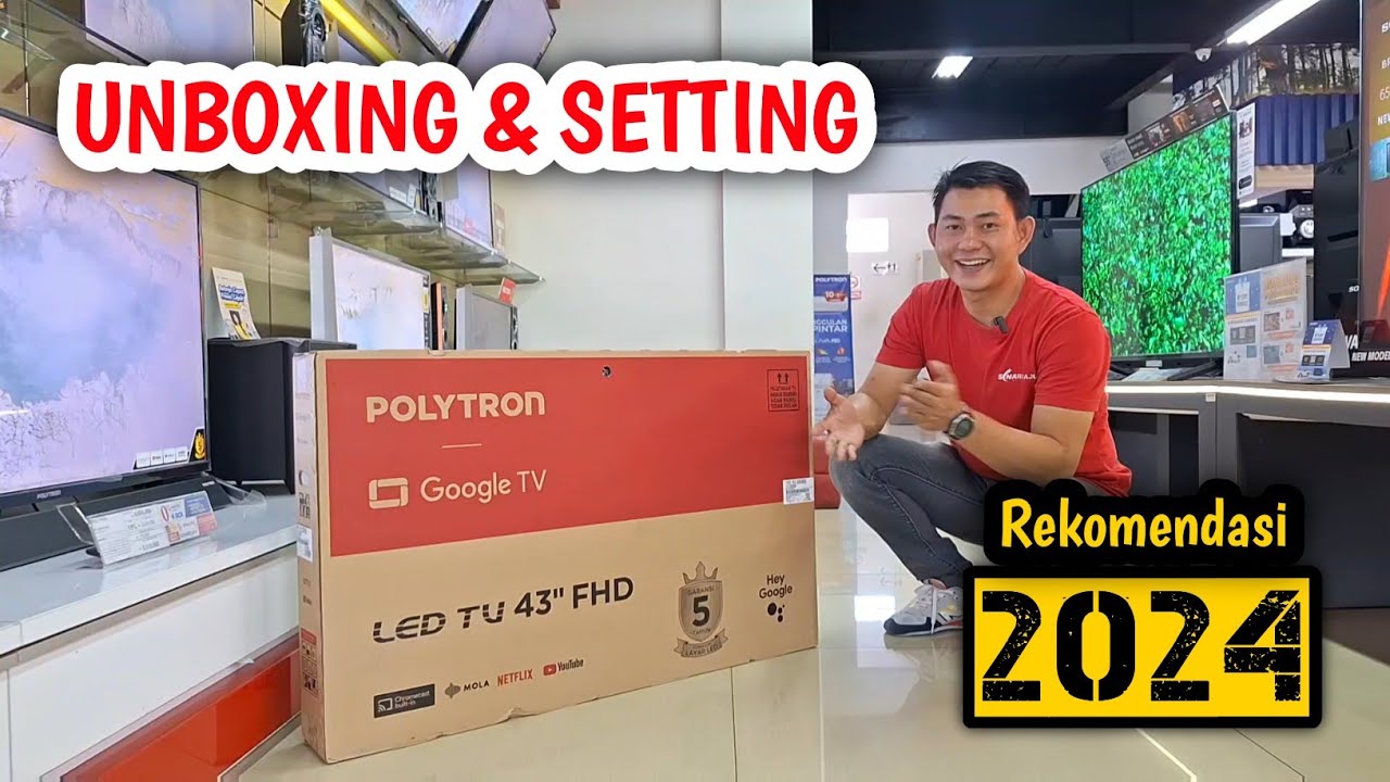 SMART TV 43 INCH, GOOGLE TV POLYTRON PLD 43RG9059 TERBARU 2024