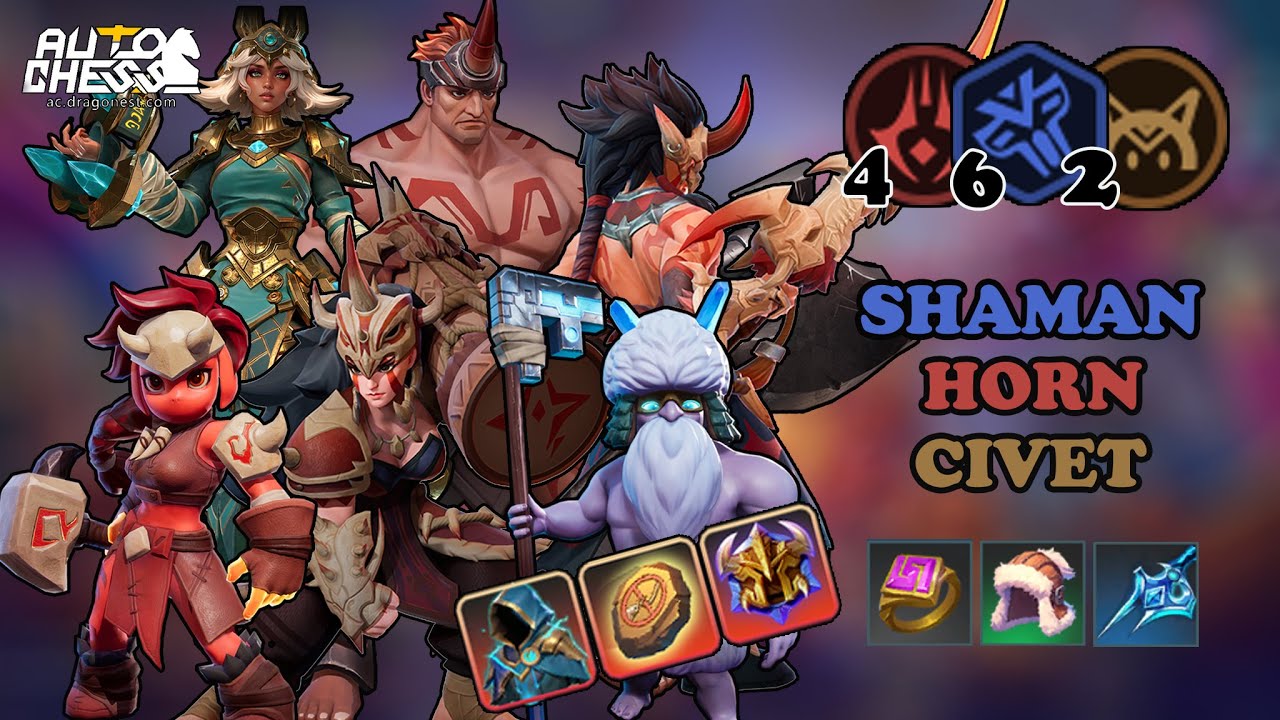 FINALLY😵😵ONE OF BEST BUILDS FOR SHAMANS🎰 - 6 SHAMAN 4 HORN 2 CIVET • AUTO CHESS