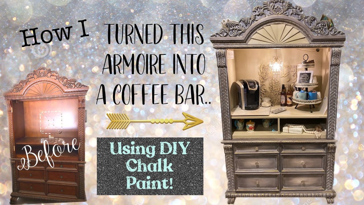 How I turned an ARMOIRE into a beautiful COFFEE BAR!!
