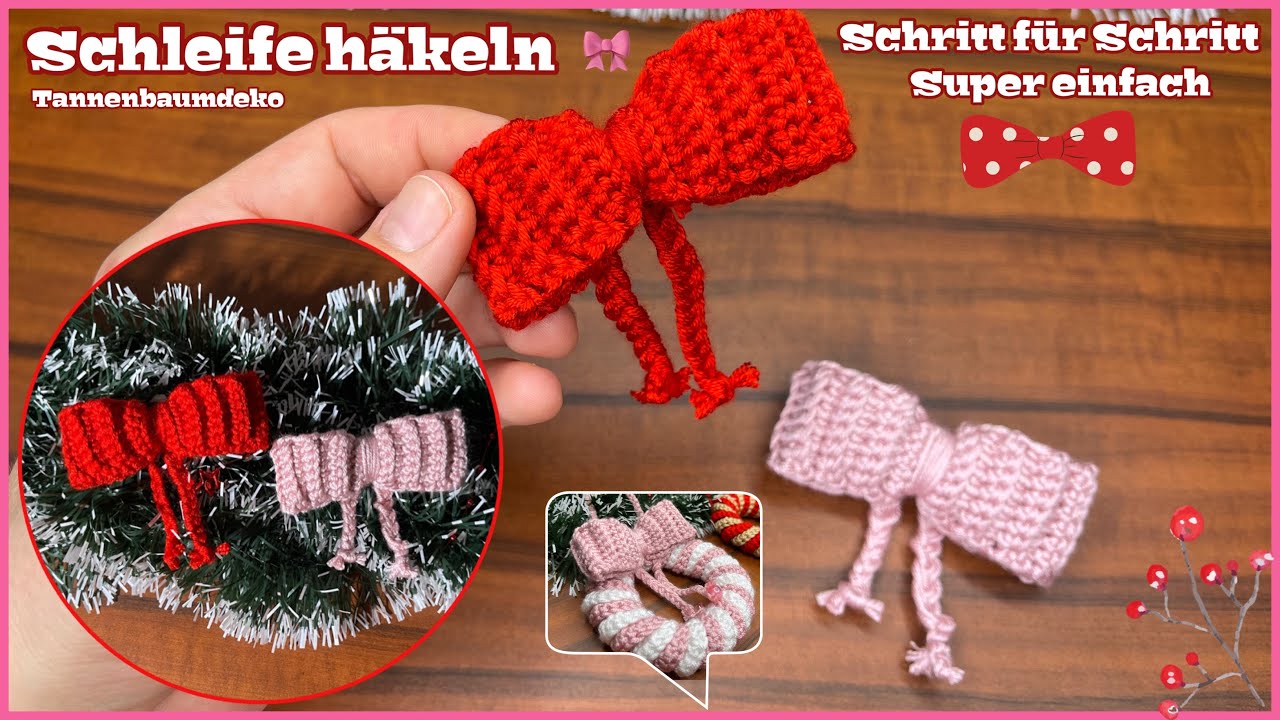 SCHLEIFE super einfach häkeln | Rippenmuster | Geschenk | Baumschmuck | Anfängergeeignet | Anleitung