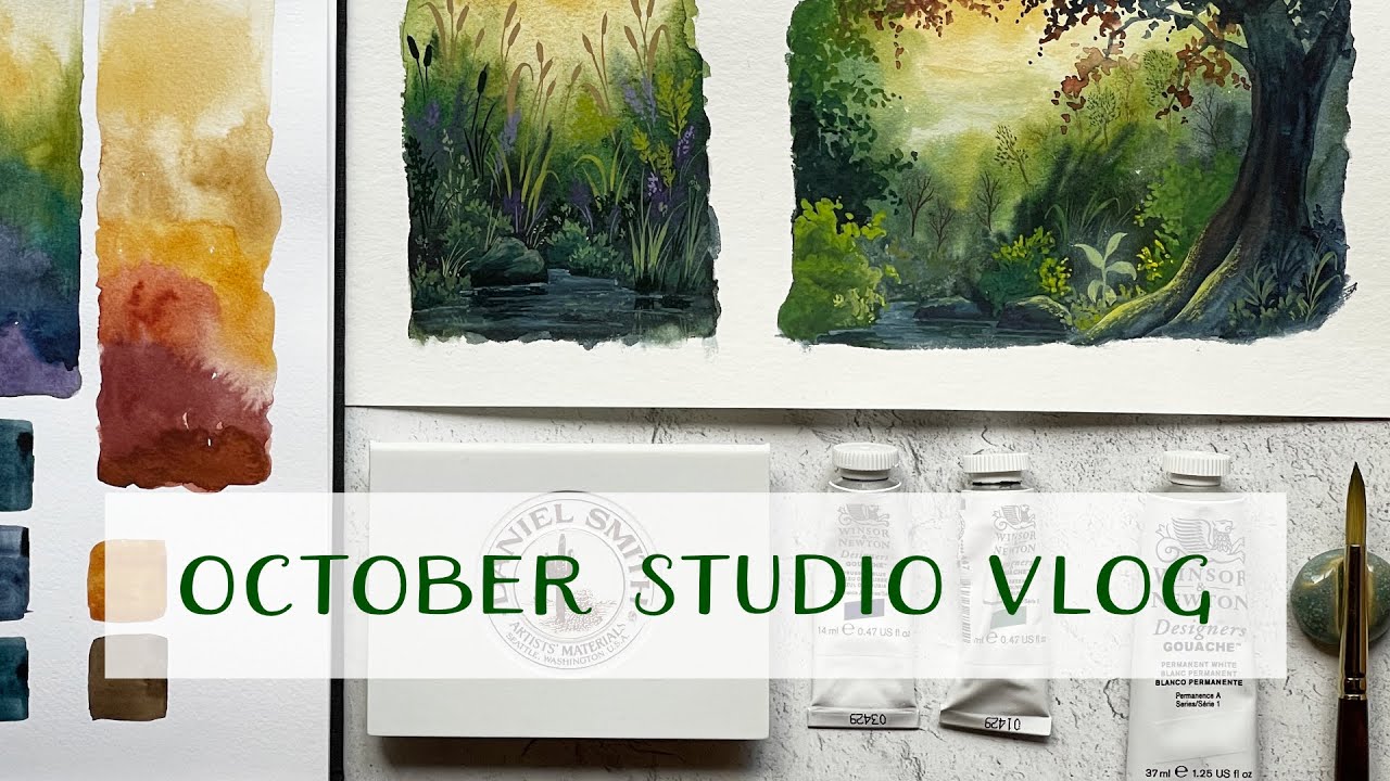 OCTOBER STUDIO VLOG | Choosing a watercolor palette that inspires me & fantasy landscapes in gouache
