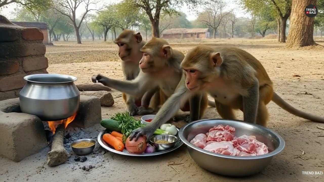 3 Real Monkeys Cook Chicken Like Humans, Ride a Bike & Steal a Tractor 😱🔥 | Jungle Story
